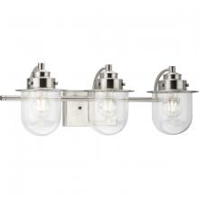  P300436-009 - Northlake Collection Three-Light Brushed Nickel Clear Glass Transitional Bath Light