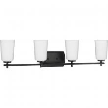  P300468-31M - Adley Collection Four-Light Matte Black Etched Opal Glass New Traditional Bath Vanity Light