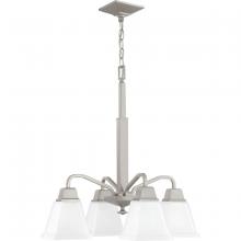  P400118-009 - Clifton Heights Collection Four-Light Brushed Nickel Etched Glass Craftsman Chandelier Light