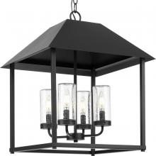  P550131-031 - Chapel Collection Four-Light Textured Black Modern Farmhouse Outdoor Living Pendant