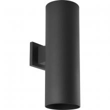  P560292-031 - 6" Outdoor Up/Down Wall Cylinder Two-Light Modern Black Outdoor Wall Lantern with Top Lense