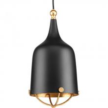  P500033-031 - Era Collection One-Light Matte Black and Gold Global Pendant Light