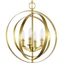  P3827-12 - Equinox Collection Satin Brass Four-Light Sphere Pendant