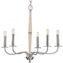  P400199-009 - Durrell Collection Five-Light Brushed Nickel Coastal Chandelier Light