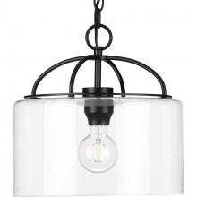  P500316-031 - Leyden Collection One-Light Matte Black and Clear Glass Farmhouse Style Hanging Pendant Light