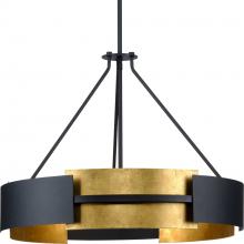  P500330-031 - Lowery Collection Five-Light Textured Black/Distressed Gold Hanging Pendant Light