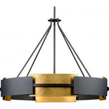  P500331-031 - Lowery Collection Six-Light Textured Black/Distressed Gold Hanging Pendant Light