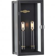  P560268-108 - Stature Collection Two-Light Oil Rubbed Bronze and Clear Glass Transitional Style Medium Outdoor Wal