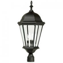  Z555-TB - Straight Glass Cast 3 Light Outdoor Post Mount in Textured Black