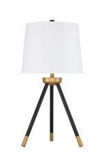  86266 - 1 Light Metal Tri-Pod Base Table Lamp in Painted Black/Gold (2 Pack)