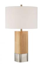  86246 - 1 Light Wood/Metal Base Table Lamp w/ USB in Natural Wood/Brushed Polished Nickel
