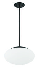  56894-FB-WG - Gaze 14" 1 Light Oval Pendant in Flat Black, White Glass