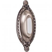  BSOO-AP - Surface Mount Oval Ornate LED Lighted Push Button in Antique Pewter