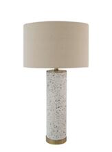  86248 - 1 Light Metal/Concrete Base Table Lamp in White Terrazo/Antique Brass