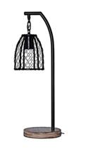  86252 - 1 Light Metal Base Table Lamp in Faux Wood/ Black