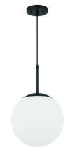  56892-FB-WG - Gaze 12" 1 Light Pendant in Flat Black, White Glass