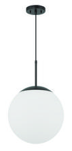  56893-FB-WG - Gaze 14" 1 Light Round Pendant in Flat Black, White Glass