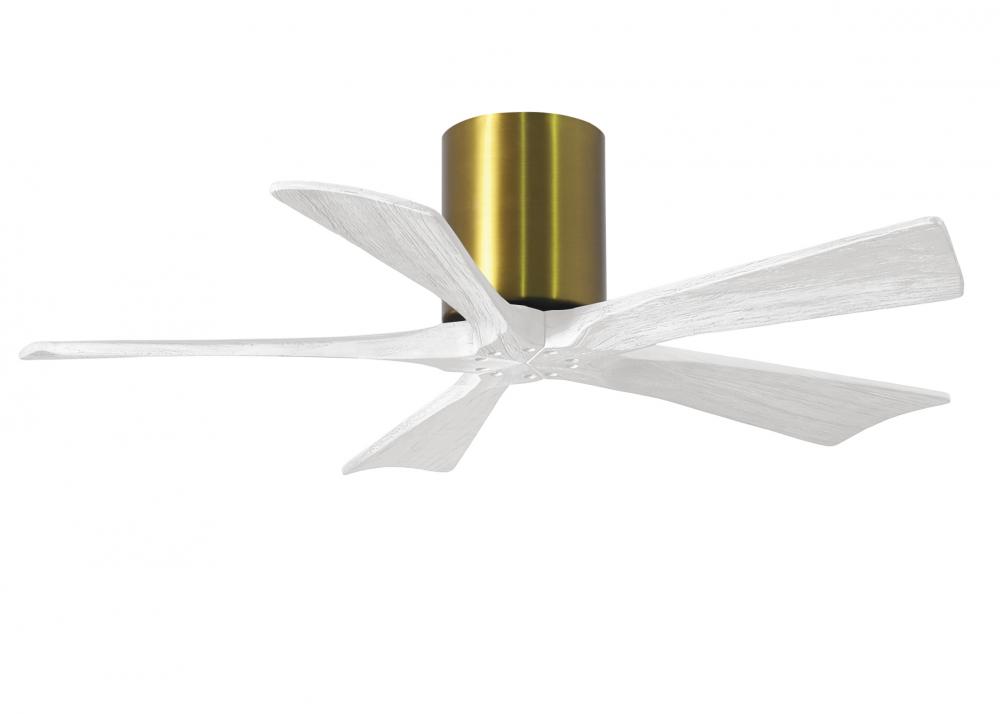 Irene-5H five-blade flush mount paddle fan in Brushed Brass finish with 42” solid matte white wo