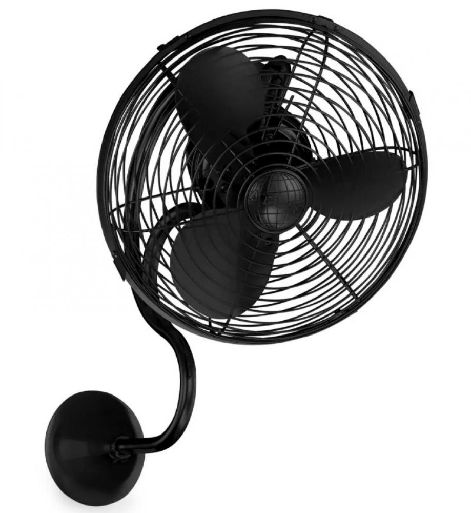 Melody 3-speed oscillating wall-mounted Art Nouveau style fan in matte black finish.