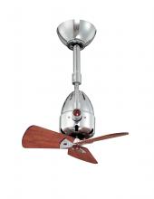  DI-CR-WD - Diane oscillating ceiling fan in Polished Chrome finish with solid mahogany tone wood blades.