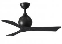  IR3-BK-BK-42 - Irene-3 three-blade paddle fan in Matte Black finish with 42" solid matte black wood blades.