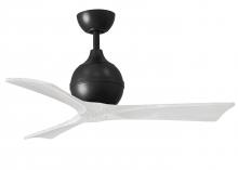  IR3-BK-MWH-42 - Irene-3 three-blade paddle fan in Matte Black finish with 42" solid matte white wood blades.