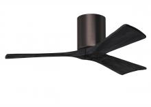  IR3H-BB-BK-42 - Irene-3H three-blade flush mount paddle fan in Brushed Bronze finish with 42” solid matte black