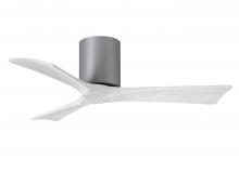  IR3H-BN-MWH-42 - Irene-3H three-blade flush mount paddle fan in Brushed Nickel finish with 42” solid matte white