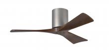  IR3H-BN-WA-42 - Irene-3H three-blade flush mount paddle fan in Brushed Nickel finish with 42” solid walnut tone