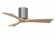  IR3H-BP-LM-42 - Irene-3H three-blade flush mount paddle fan in Brushed Pewter finish with 42” Light Maple tone b