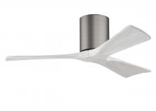 IR3H-BP-MWH-42 - Irene-3H three-blade flush mount paddle fan in Brushed Pewter finish with 42” solid matte white