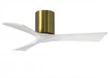  IR3H-BRBR-MWH-42 - Irene-3H three-blade flush mount paddle fan in Brushed Brass finish with 42” solid matte white w