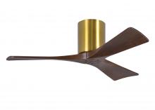 IR3H-BRBR-WA-42 - Irene-3H three-blade flush mount paddle fan in Brushed Brass finish with 42” solid walnut tone b