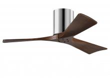 Matthews Fan Company IR3H-CR-WA-42 - Irene-3H three-blade flush mount paddle fan in Polished Chrome finish with 42” solid walnut tone