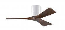  IR3H-WH-WA-42 - Irene-3H three-blade flush mount paddle fan in Gloss White finish with 42” solid walnut tone bla