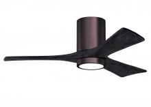  IR3HLK-BB-BK-42 - Irene-3HLK three-blade flush mount paddle fan in Brushed Bronze finish with 42” solid matte blac