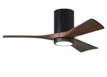  IR3HLK-BK-WA-42 - Irene-3HLK three-blade flush mount paddle fan in Matte Black finish with 42” solid walnut tone b