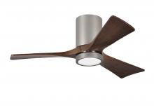  IR3HLK-BN-WA-42 - Irene-3HLK three-blade flush mount paddle fan in Brushed Nickel finish with 42” solid walnut ton