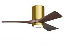  IR3HLK-BRBR-WA-42 - Irene-3HLK three-blade flush mount paddle fan in Brushed Brass finish with 42” solid walnut tone