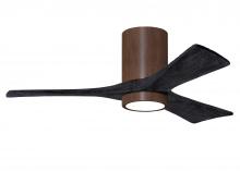  IR3HLK-WN-BK-42 - Irene-3HLK three-blade flush mount paddle fan in Walnut finish with 42” solid matte black wood b