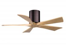  IR5H-BB-LM-42 - Irene-5H three-blade flush mount paddle fan in Brushed Brass finish with 42” Light Maple tone bl