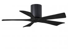  IR5H-BK-BK-42 - Irene-5H five-blade flush mount paddle fan in Matte Black finish with 42” solid matte black wood