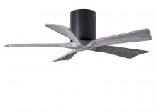  IR5H-BK-BW-42 - Irene-5H five-blade flush mount paddle fan in Matte Black finish with 42” solid barn wood tone b