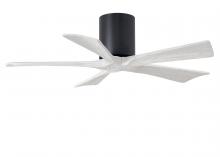  IR5H-BK-MWH-42 - Irene-5H five-blade flush mount paddle fan in Matte Black finish with 42” solid matte white wood