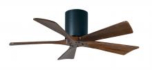  IR5H-BK-WA-42 - Irene-5H five-blade flush mount paddle fan in Matte Black finish with 42” solid walnut tone blad