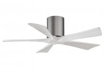  IR5H-BP-MWH-42 - Irene-5H five-blade flush mount paddle fan in Brushed Pewter finish with 42” solid matte white w
