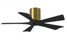  IR5H-BRBR-BK-42 - Irene-5H five-blade flush mount paddle fan in Brushed Brass finish with 42” solid matte black wo
