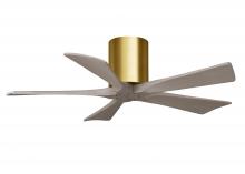  IR5H-BRBR-GA-42 - Irene-5H three-blade flush mount paddle fan in Brushed Brass finish with 42” Gray Ash  tone blad