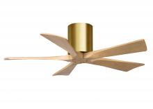  IR5H-BRBR-LM-42 - Irene-5H three-blade flush mount paddle fan in Brushed Brass finish with 42” Light Maple tone bl