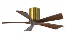  IR5H-BRBR-WA-42 - Irene-5H five-blade flush mount paddle fan in Brushed Brass finish with 42” solid walnut tone bl